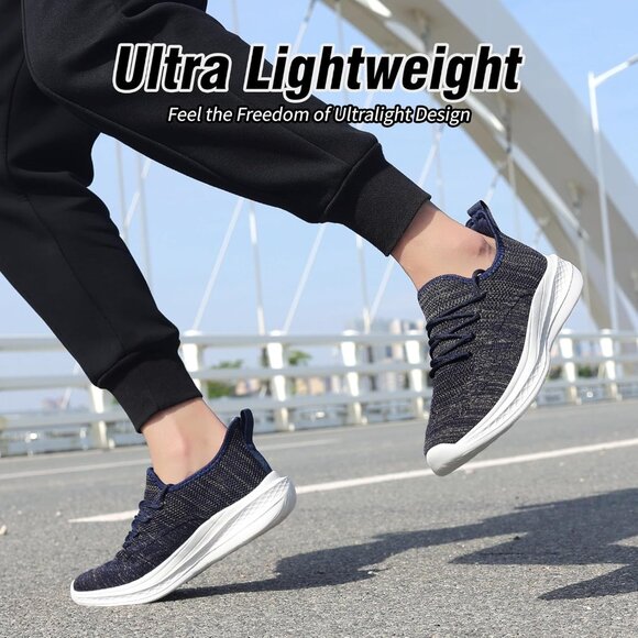 ⚡Men Blueblack Fashion Mesh Non Slip Lightweight Workout Breathable Gym Sneakers - Picture 2 of 6